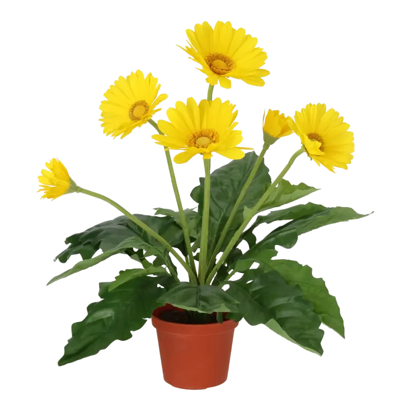 Kunstig gerbera gul - H: 35 cm.