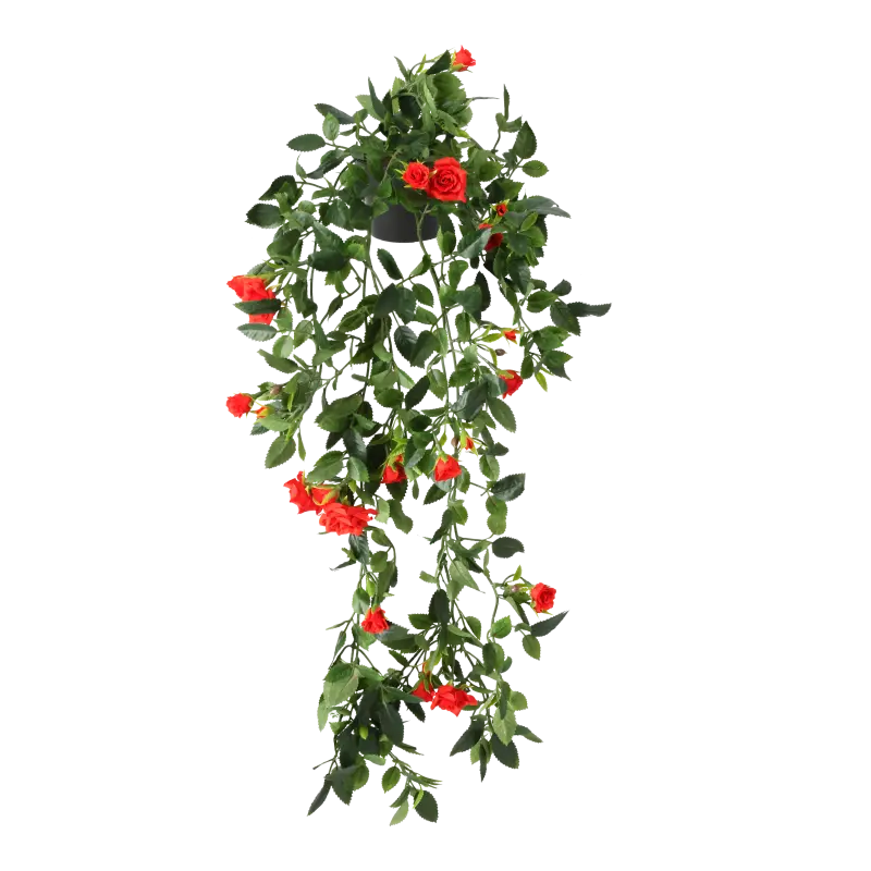 Kunstig hængende rose i rød L: 50 cm.