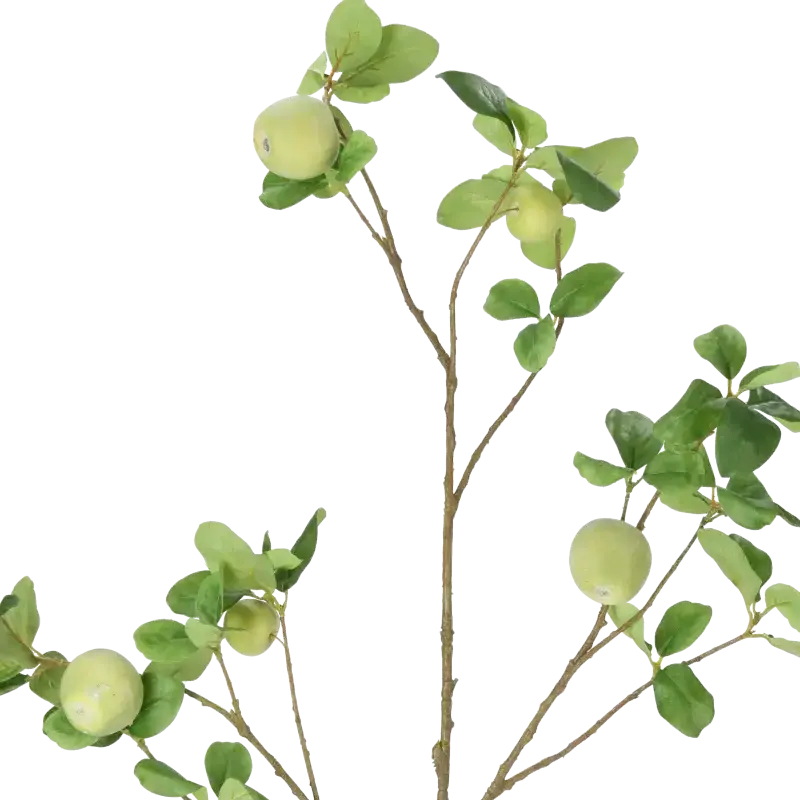 Closeup af Kunstig æble gren grøn L: 125 cm.