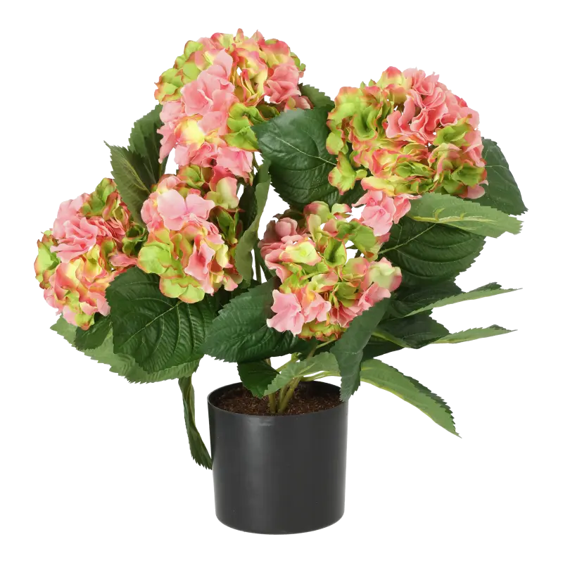 Kunstig hortensia rosa/lime H: 40 cm.