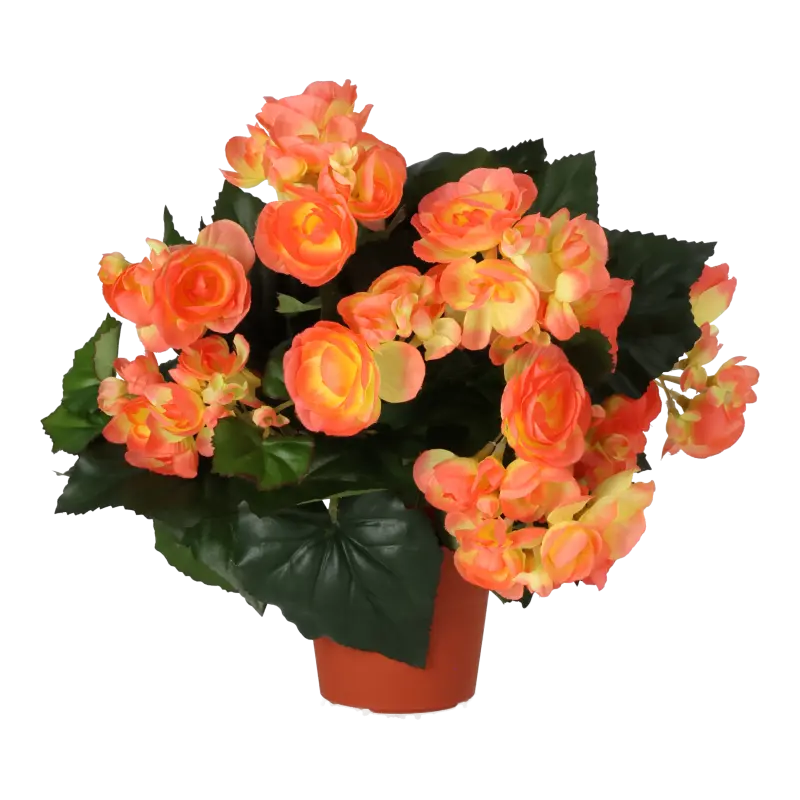 Kunstig begonia i mørk orange - H: 30 cm.