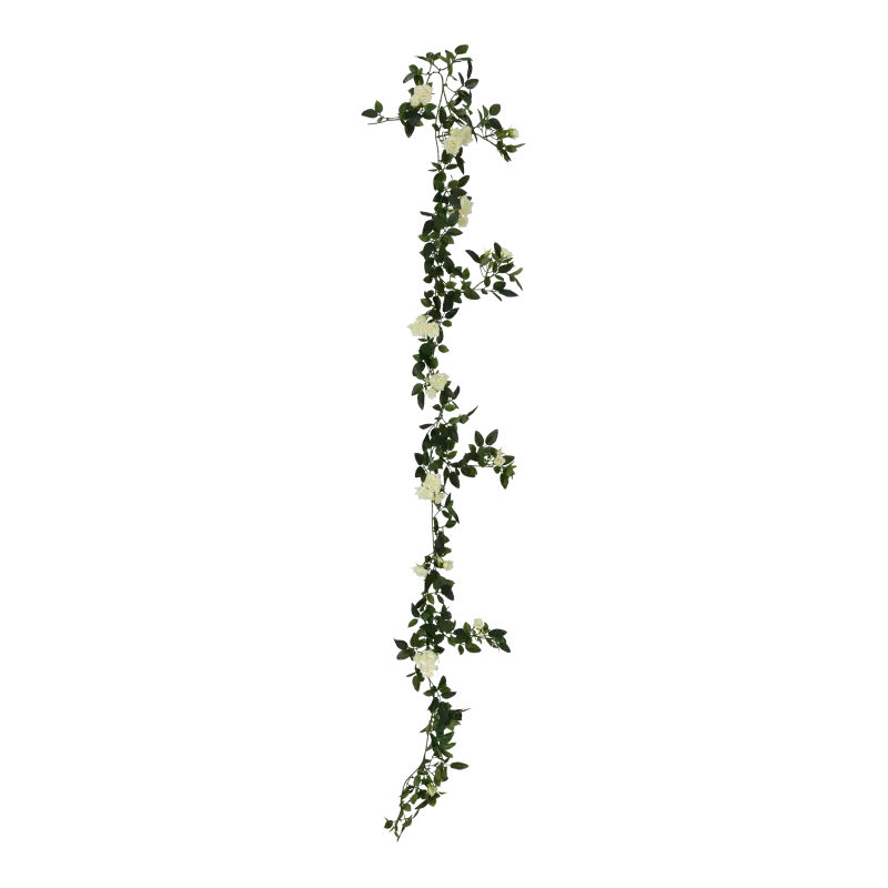 Kunstig rose ranke hvid - L: 180 cm.