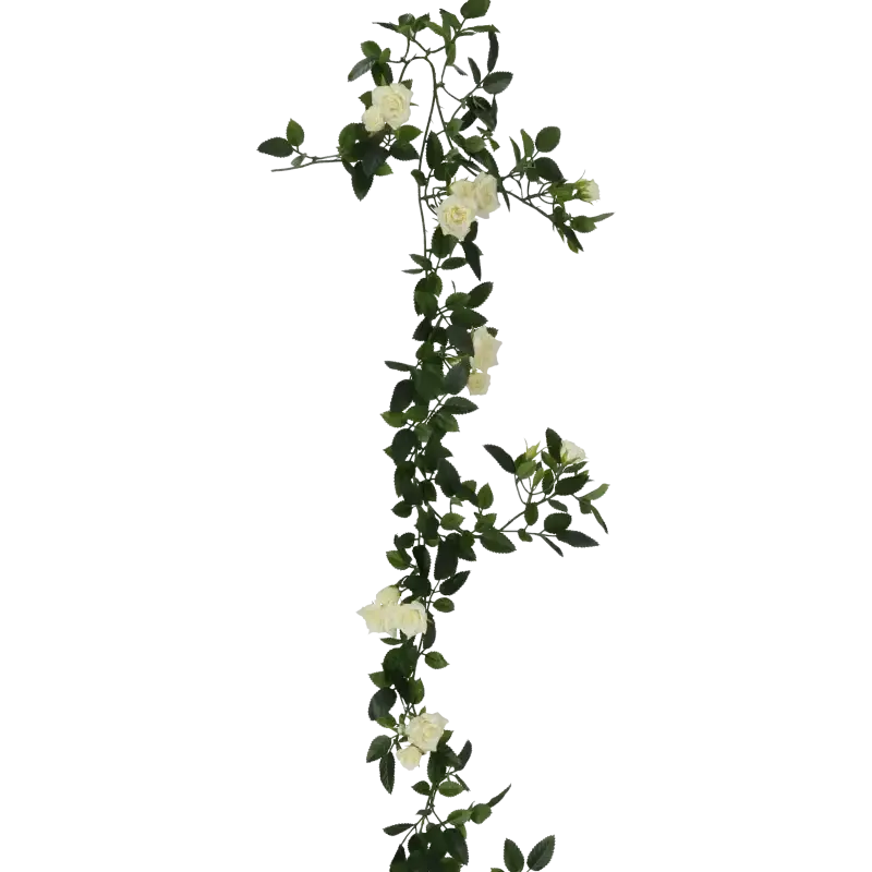 Closeup af Kunstig rose ranke hvid L: 180 cm.