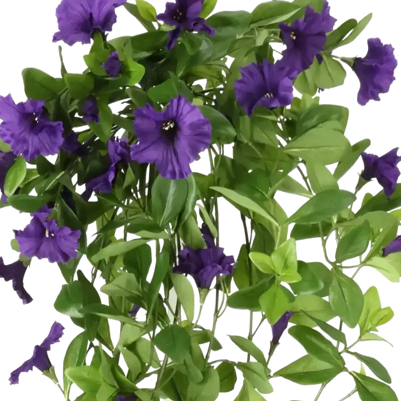 Closeup af Kunstig Petunia hængeplante blå - L: 85 cm.