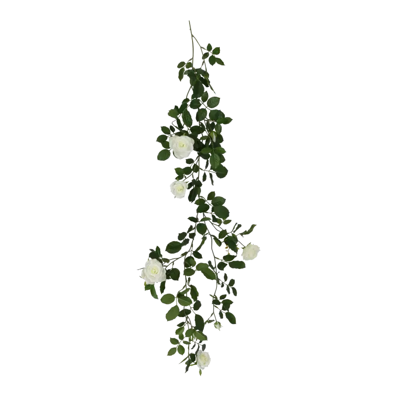 Kunstig rose ranke hvid - L: 147 cm.
