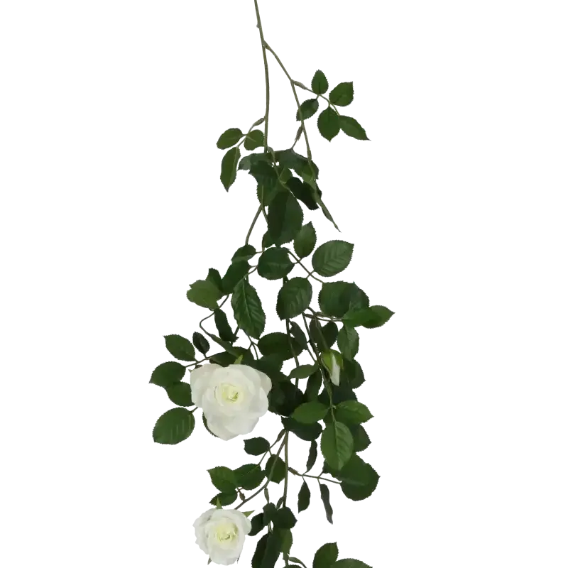 Closeup af Kunstig rose ranke hvid L: 147 cm.