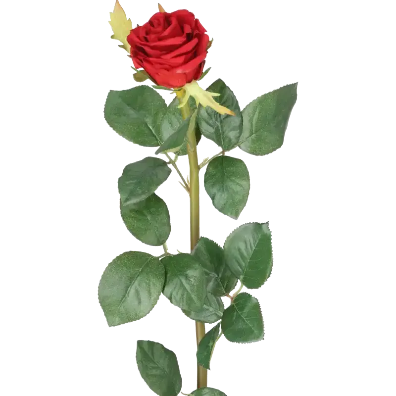 Closeup af Kunstig Rose stilk i rød - L: 65 cm.