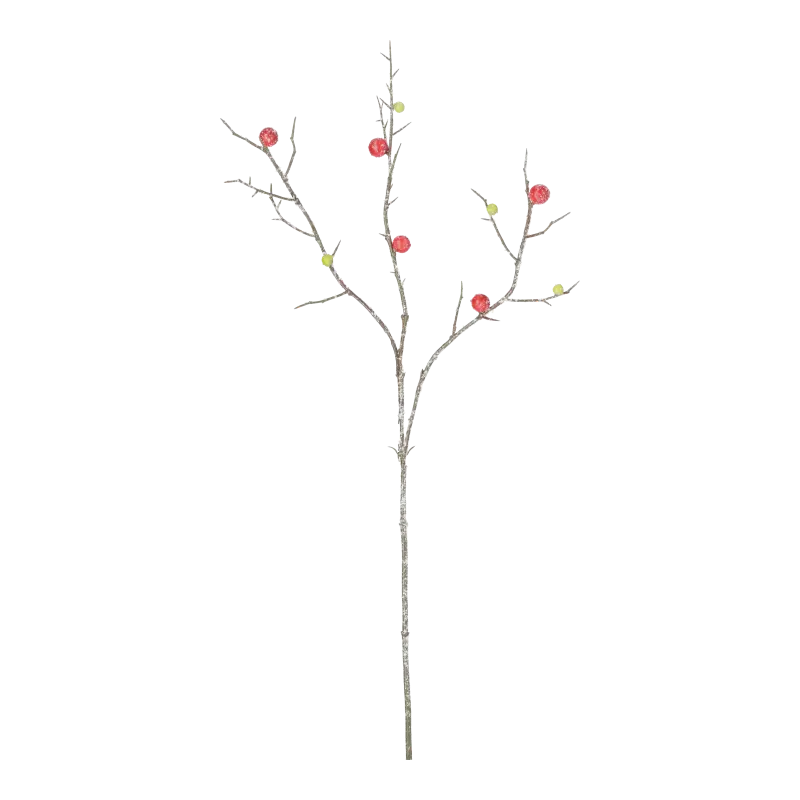Kunstig bær kvist m/glitter - 65 cm.