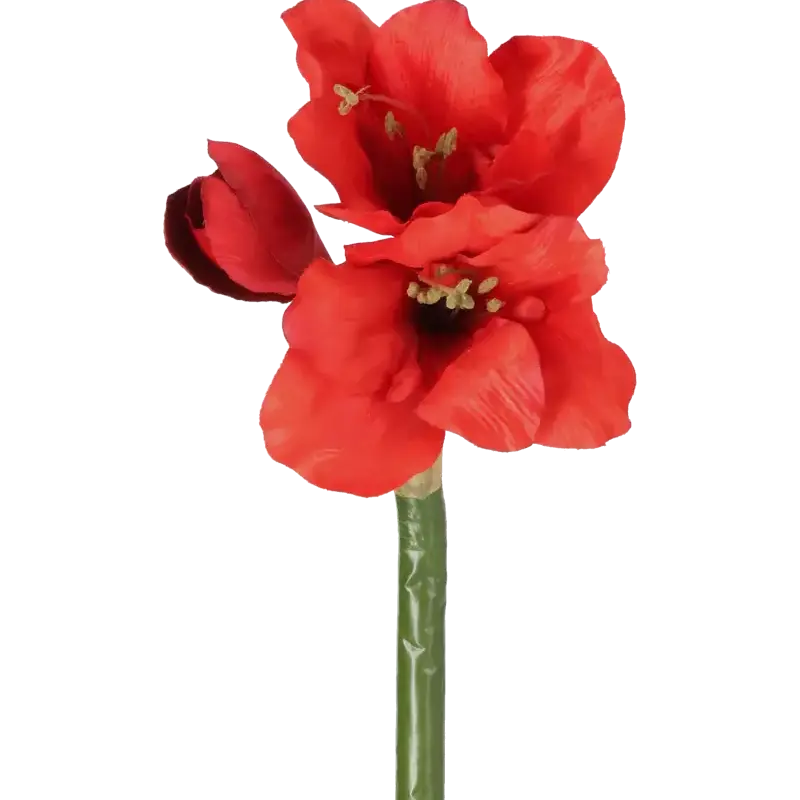 Closeup af Kunstig Amaryllis stilk rød L: 60 cm.