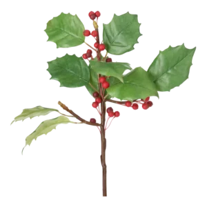 Kunstig Holly Spray med rød bær - H: 35 cm.