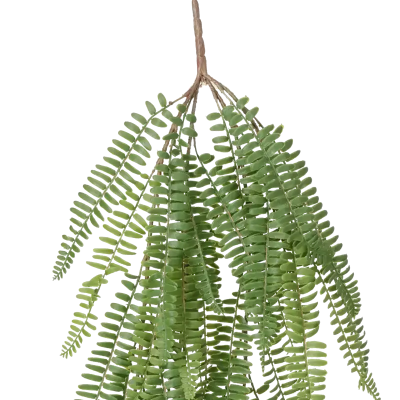 Closeup af Kunstig bregne hængeplante - L: 60 cm.