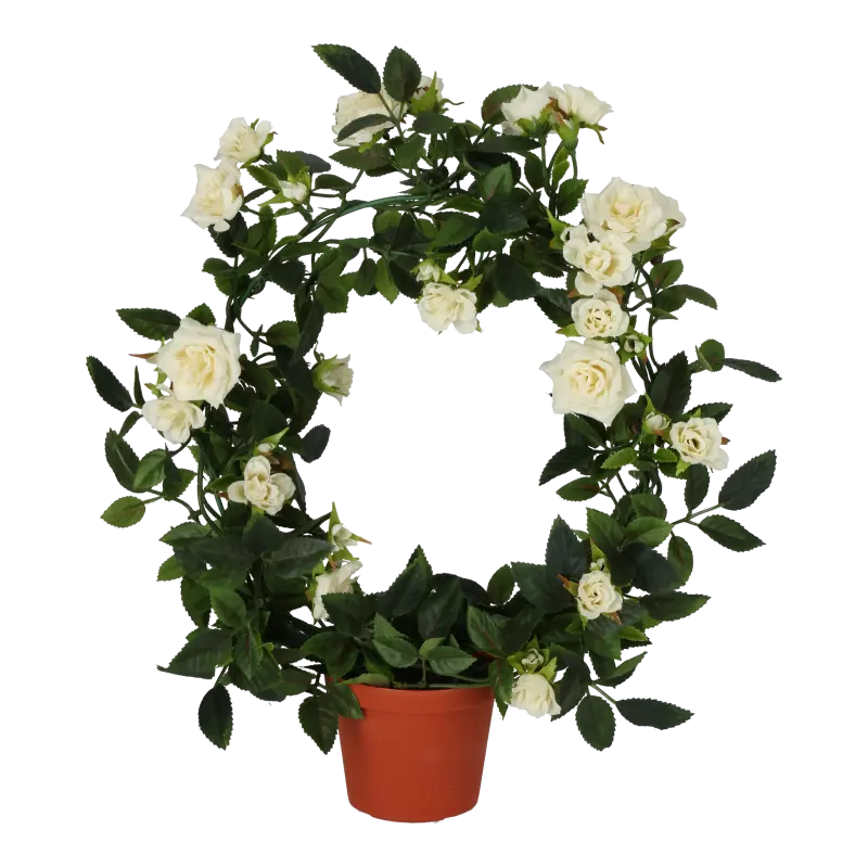 Kunstig rosenring hvid - H: 37 cm.
