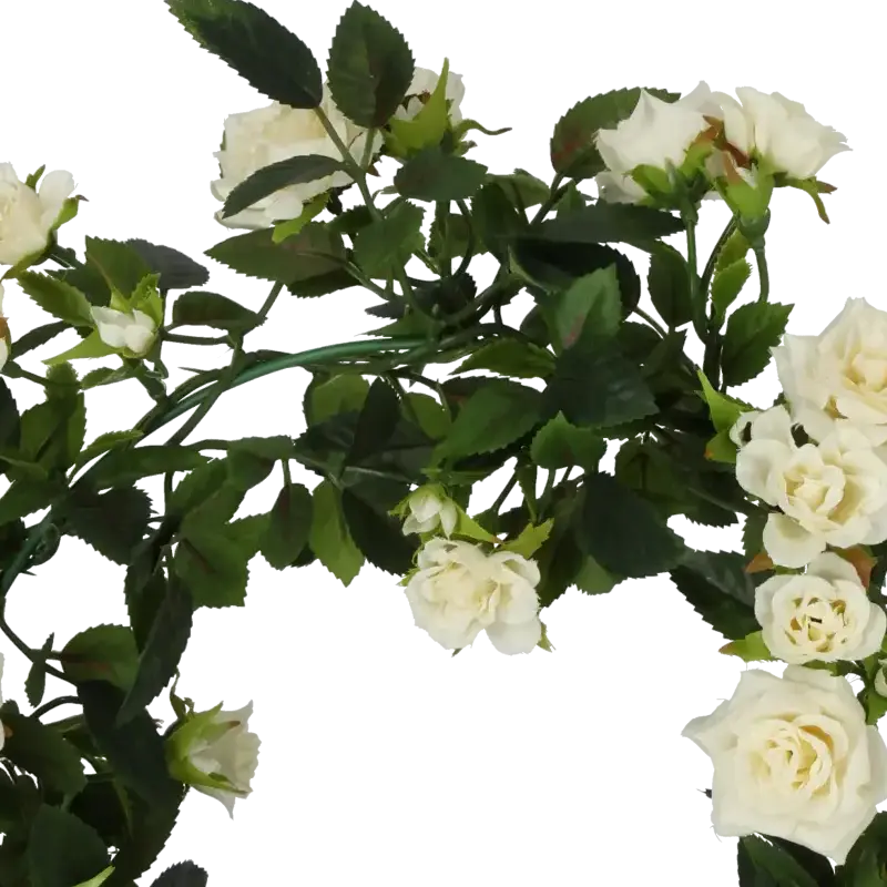 Closeup af Kunstig rosenring hvid H: 37 cm.