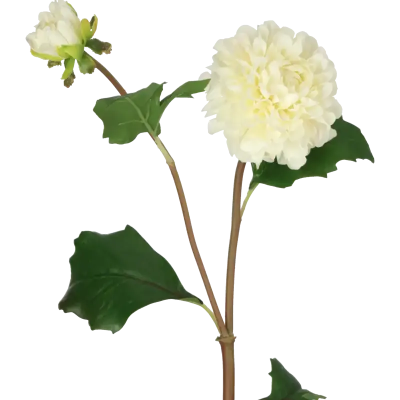 Closeup af Kunstig dahlia stilk i creme L: 52 cm.