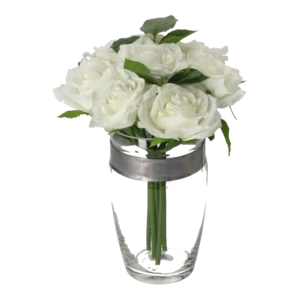 Kunstig hvid buket - H: 23 cm.