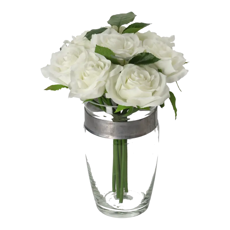 Kunstig hvid buket - H: 23 cm.