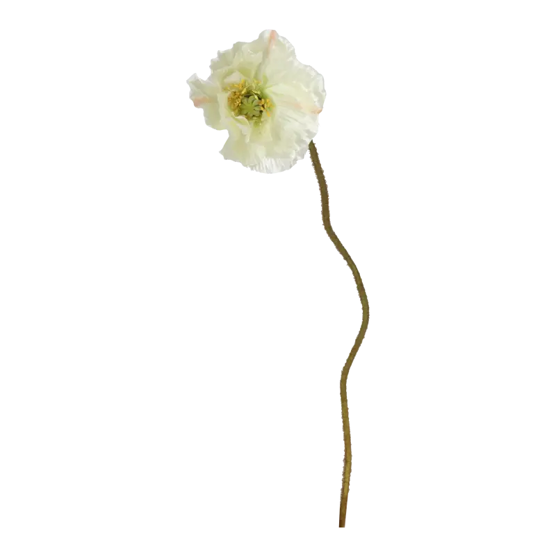 Kunstig valmue stilk creme - L: 55 cm.