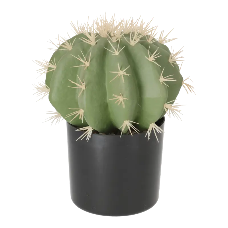 Kunstig rund kaktus - H: 25 cm.