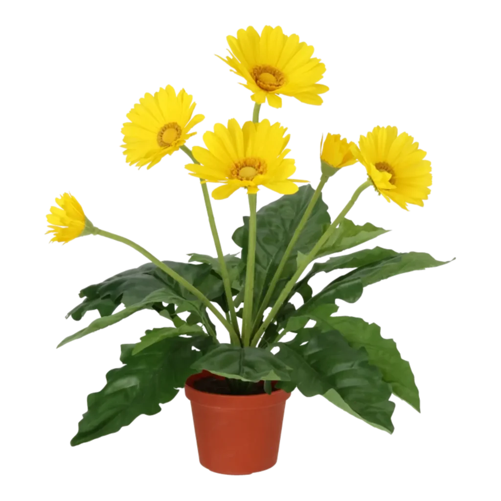 Kunstig gerbera gul - H: 35 cm.