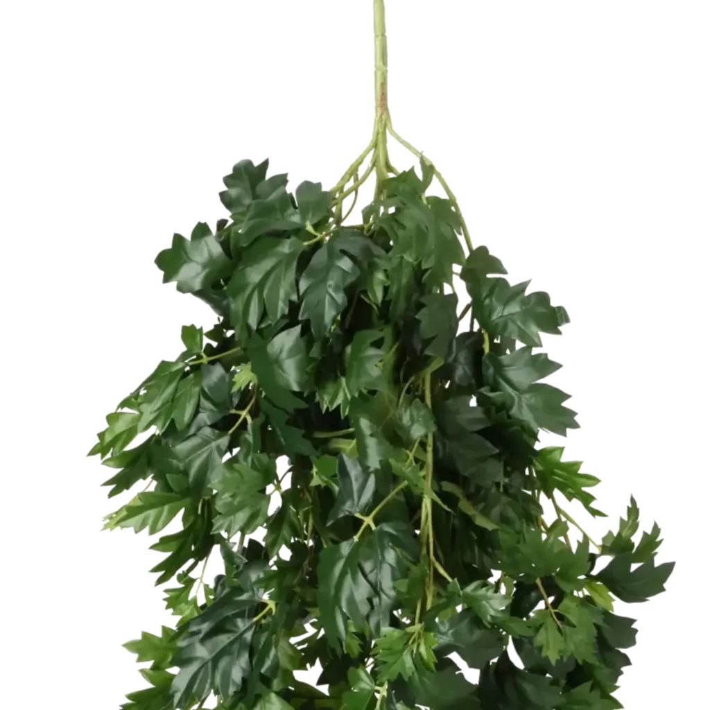 Closeup af Kunstig Kongevin hængeplante L: 110 cm.