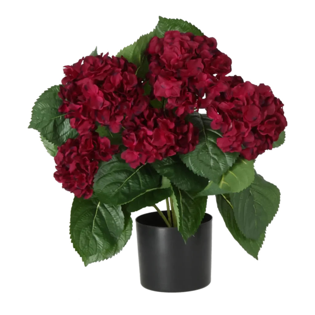 Kunstig hortensia vinrød- H: 40 cm.