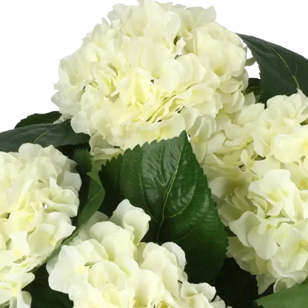 Closeup af Kunstig hortensia hvid - H: 40 cm.