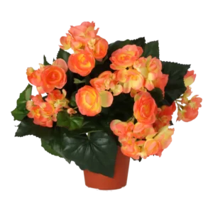 Kunstig begonia i mørk orange - H: 30 cm.