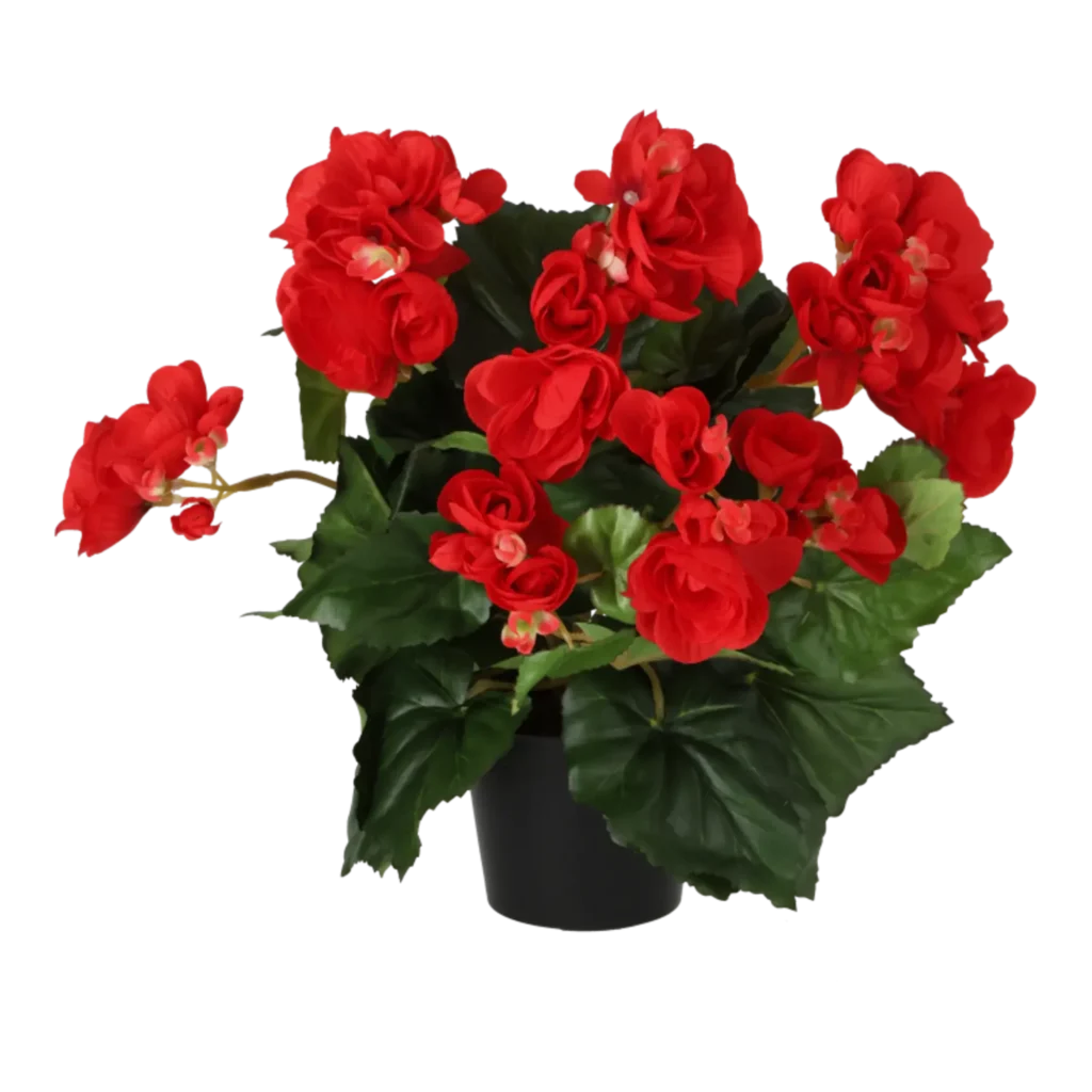 Kunstig begonia i rød - H: 30 cm.