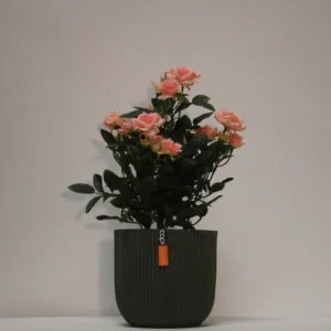 Kunstig rosenbusk rosa - H: 33 cm.