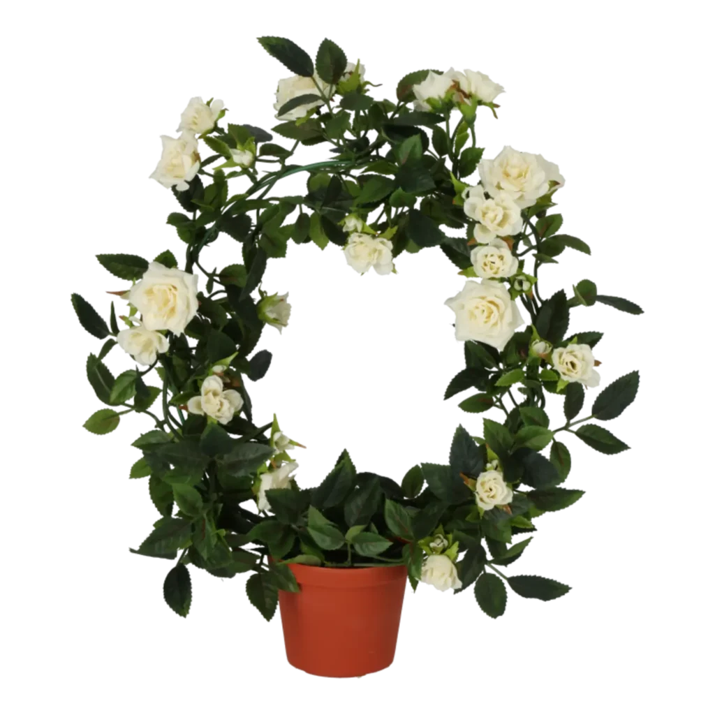 Kunstig rosenring hvid - H: 37 cm.