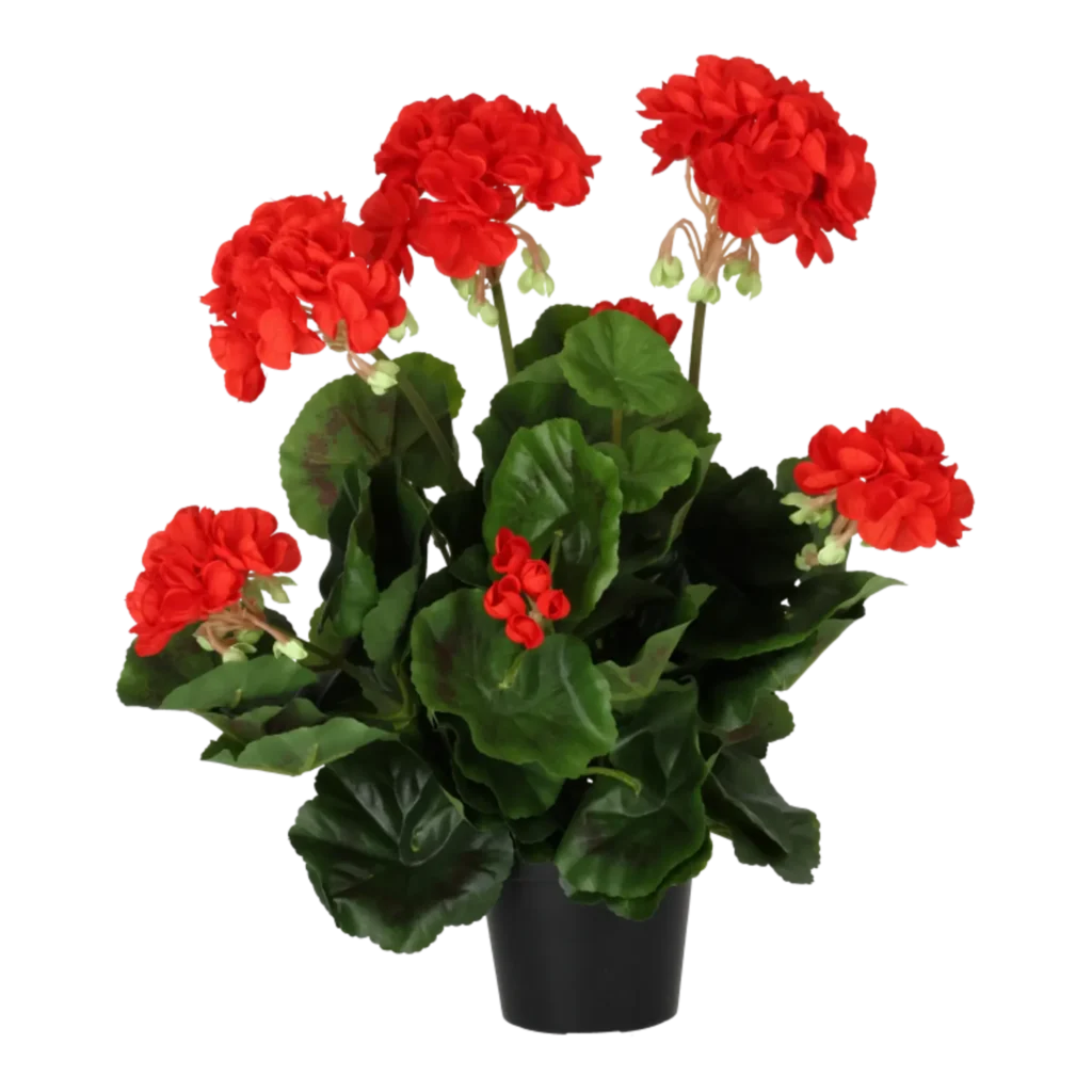 Kunstig Pelargonie busk rød - H: 29 cm.