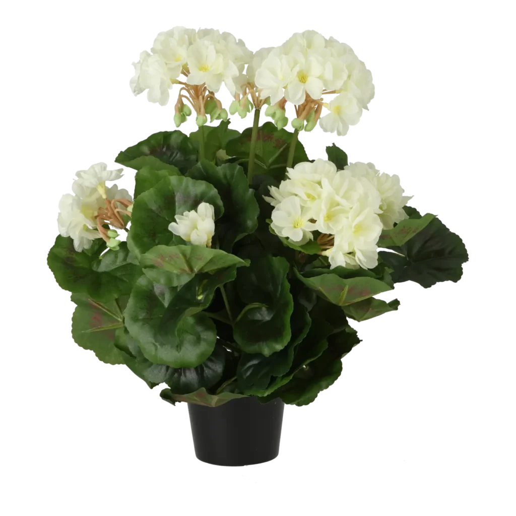 Kunstig geranium busk creme - H: 29 cm.