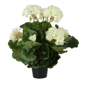 Kunstig geranium busk creme - H: 29 cm.