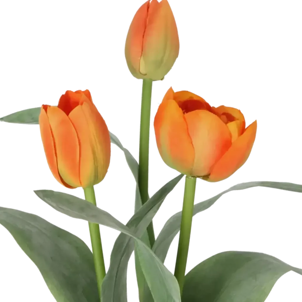 Closeup af Kunstig tulipan mix orange L: 36 cm.