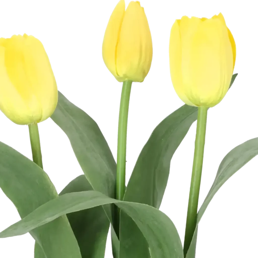 Closeup af Kunstig tulipan mix gul - L: 36 cm.