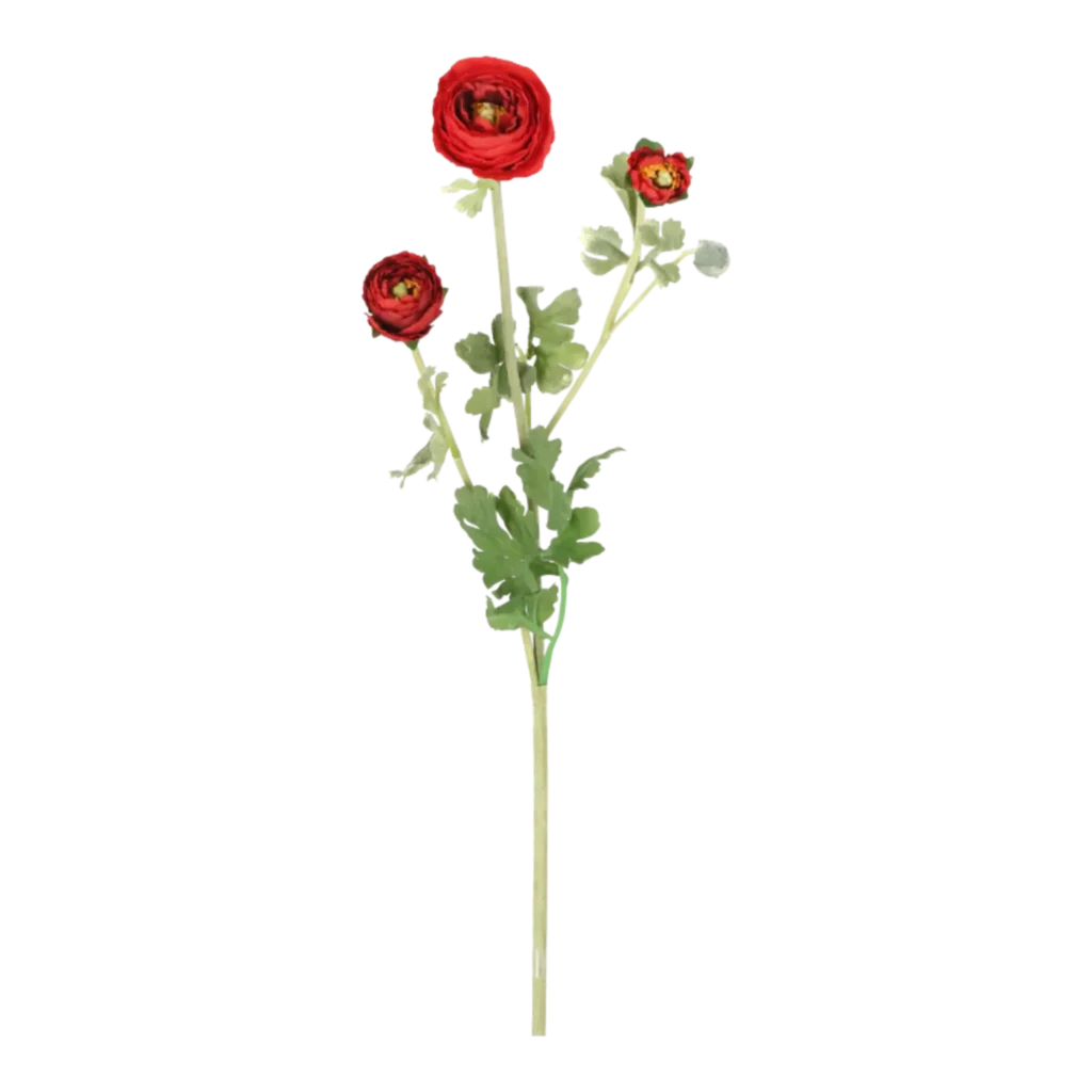 Kunstig ranunkel stilk i rød - L: 70 cm.