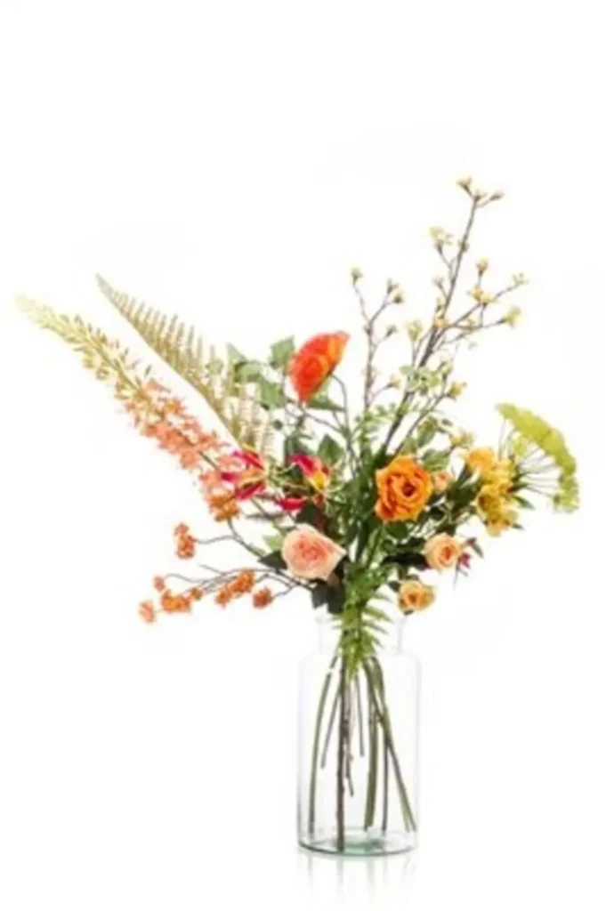 Kunstig blomsterbuket - Happy Orange.