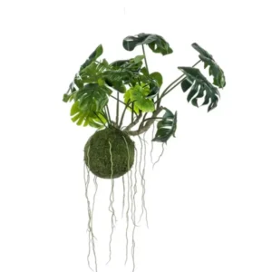 Kunstig Moskugle m. Monstera Ø: 60 cm.