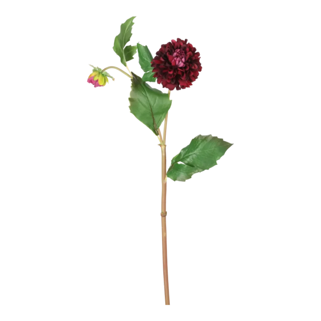Kunstig dahlia stilk i vinrød - L: 52 cm.