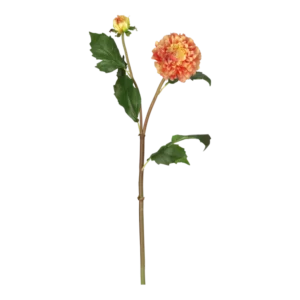 Kunstig orange Dahlia stilk - L: 52 cm.