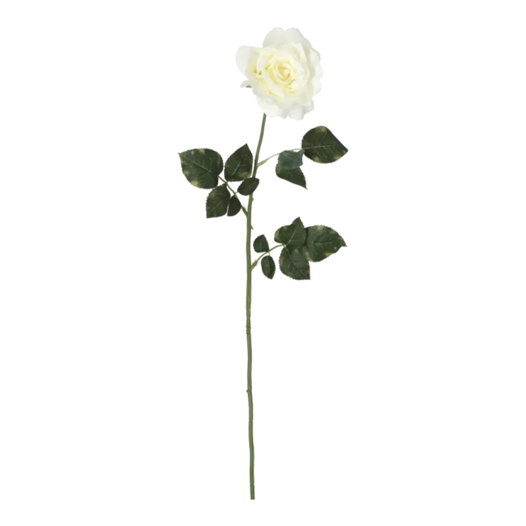 Kunstig Rose stilk i hvid - L: 75 cm.