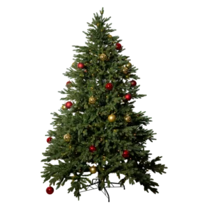 Kunstig Juletræ m. lys og kugler H: 210 cm.