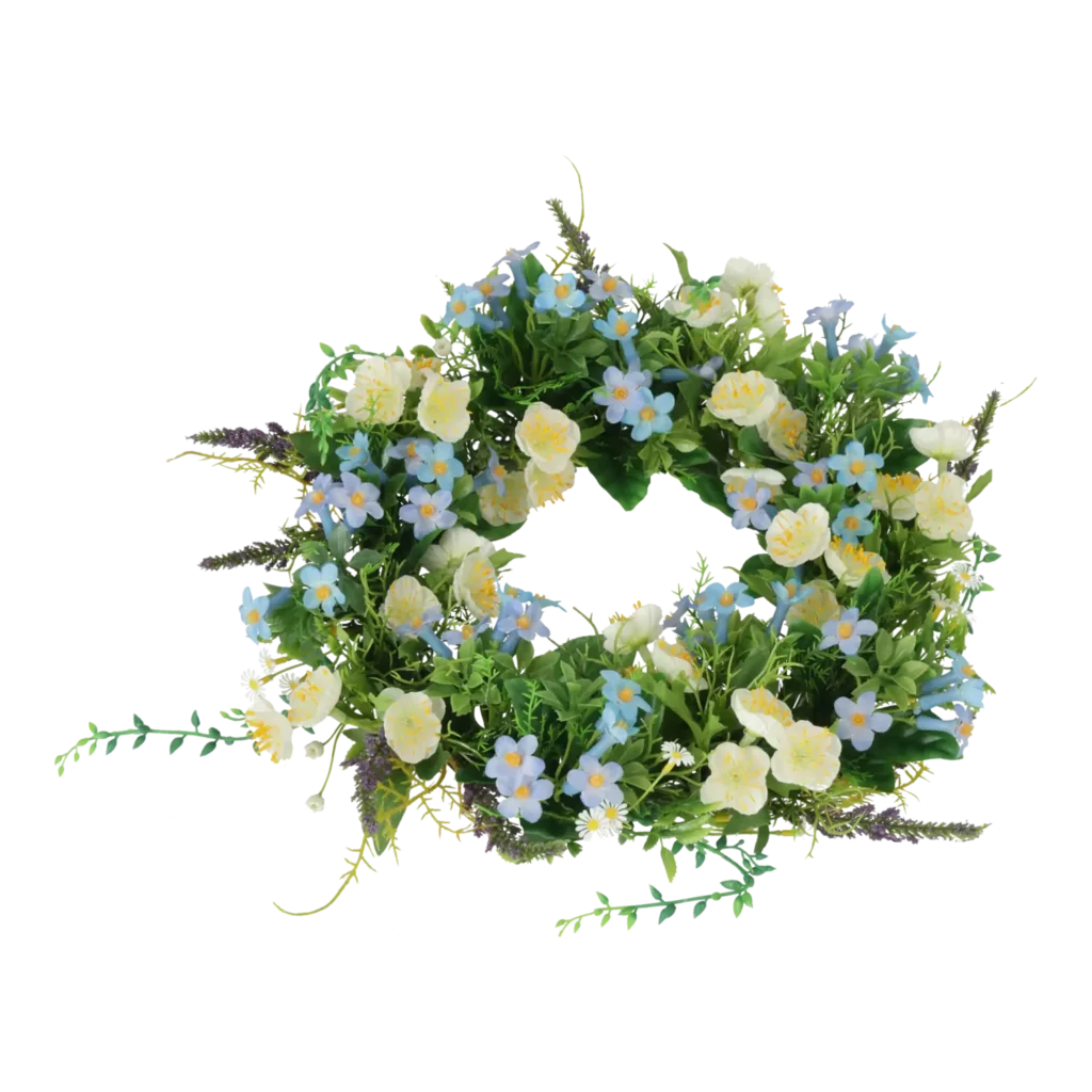 Kunstig blomsterkrans Ø: 30 cm.