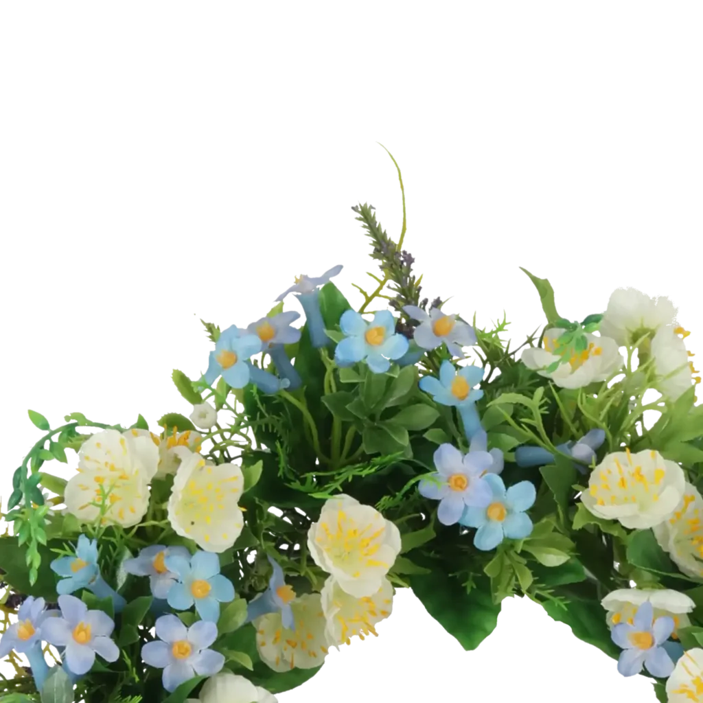Closeup af Kunstig blomsterkrans Ø: 30 cm.