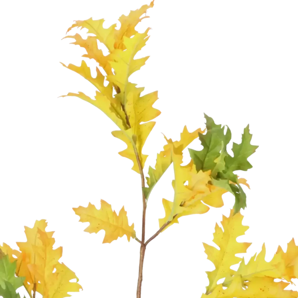 Closeup af Kunstig Egetræ gren i gul/grøn - L: 110 cm.