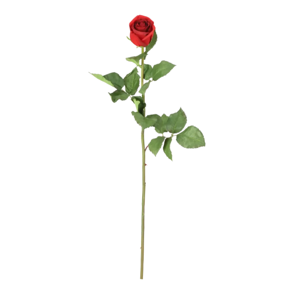 Kunstig rød Rose stilk - L: 75 cm.