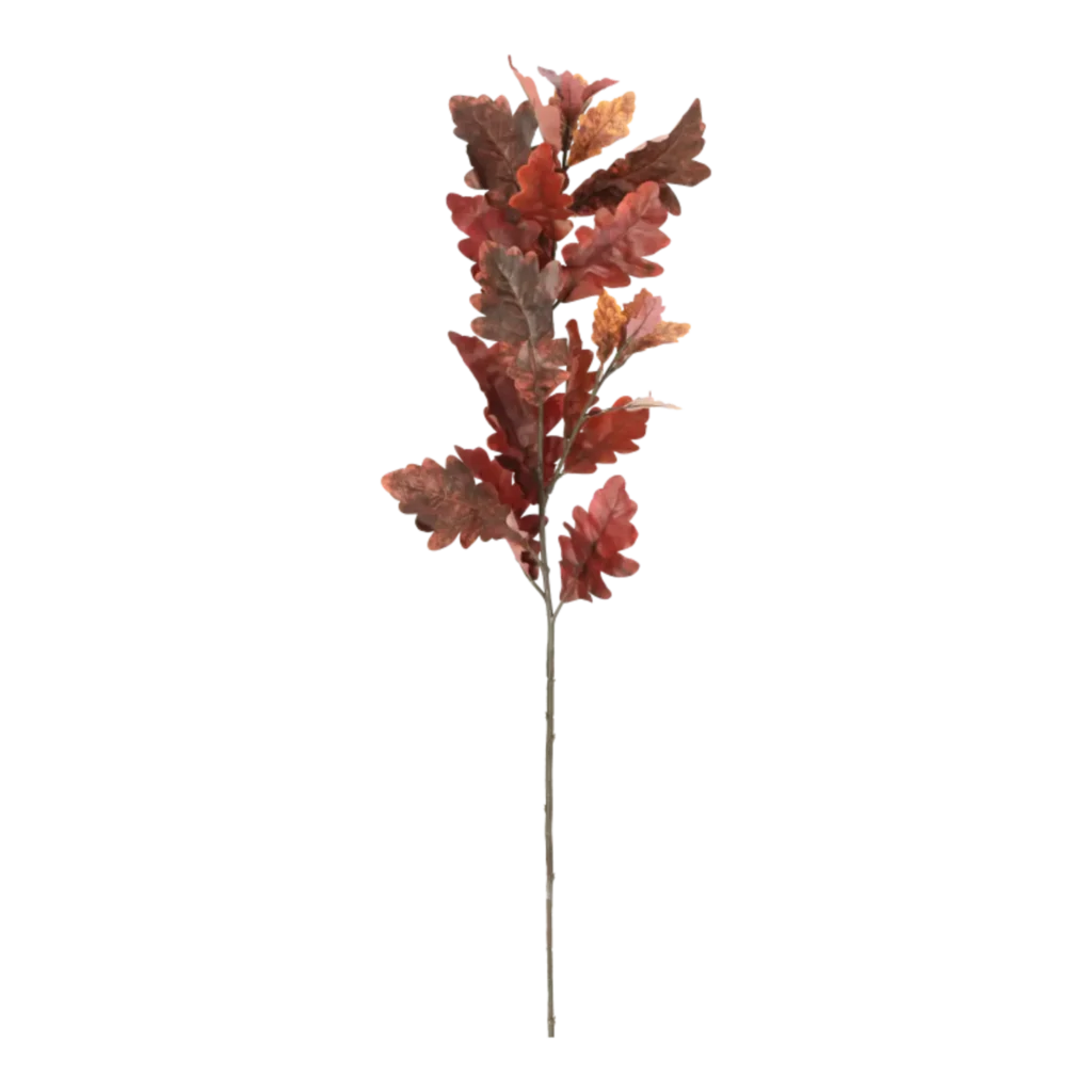 Kunstig egetræ gren i vinrød - L: 107 cm.