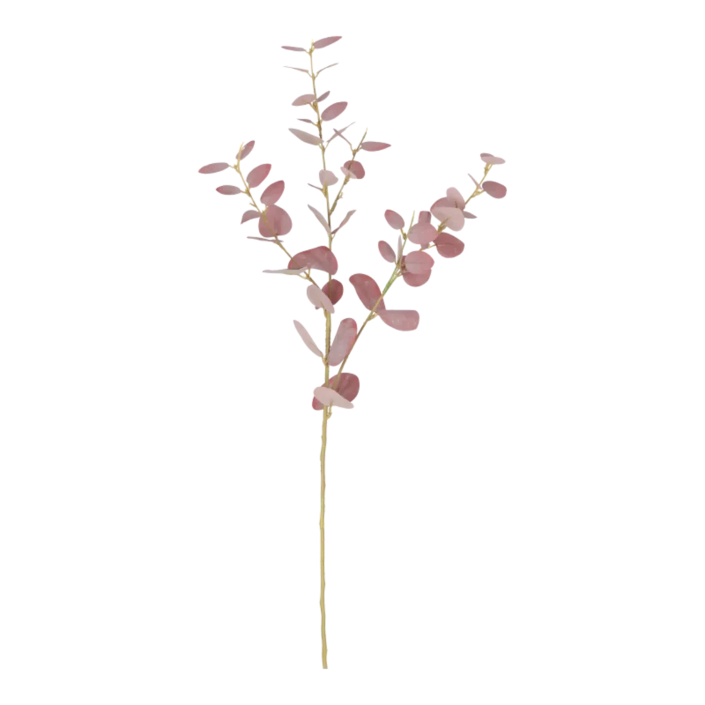 Kunstig eukalyptus stilk i vinrød - L: 79 cm.