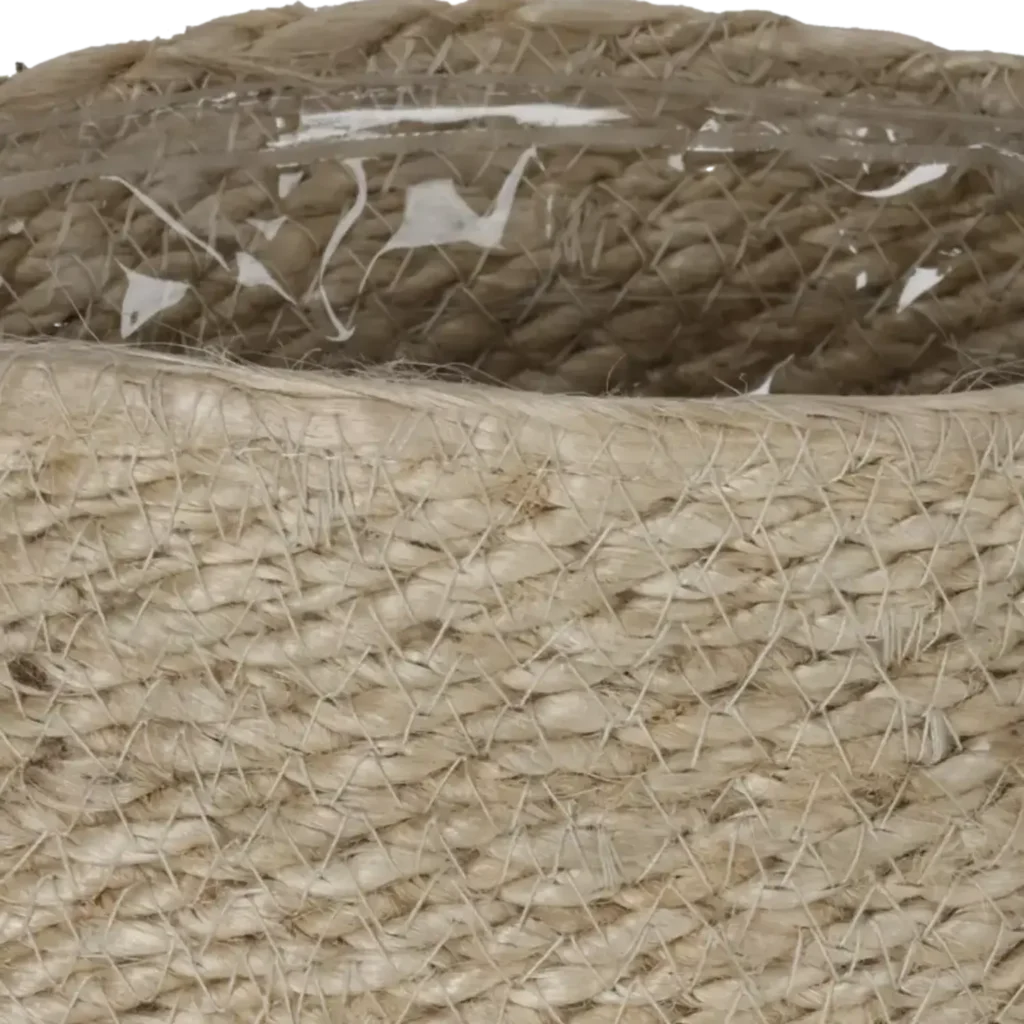 Closeup af Nordal natur urtepotte JUTE Dia 18 cm.