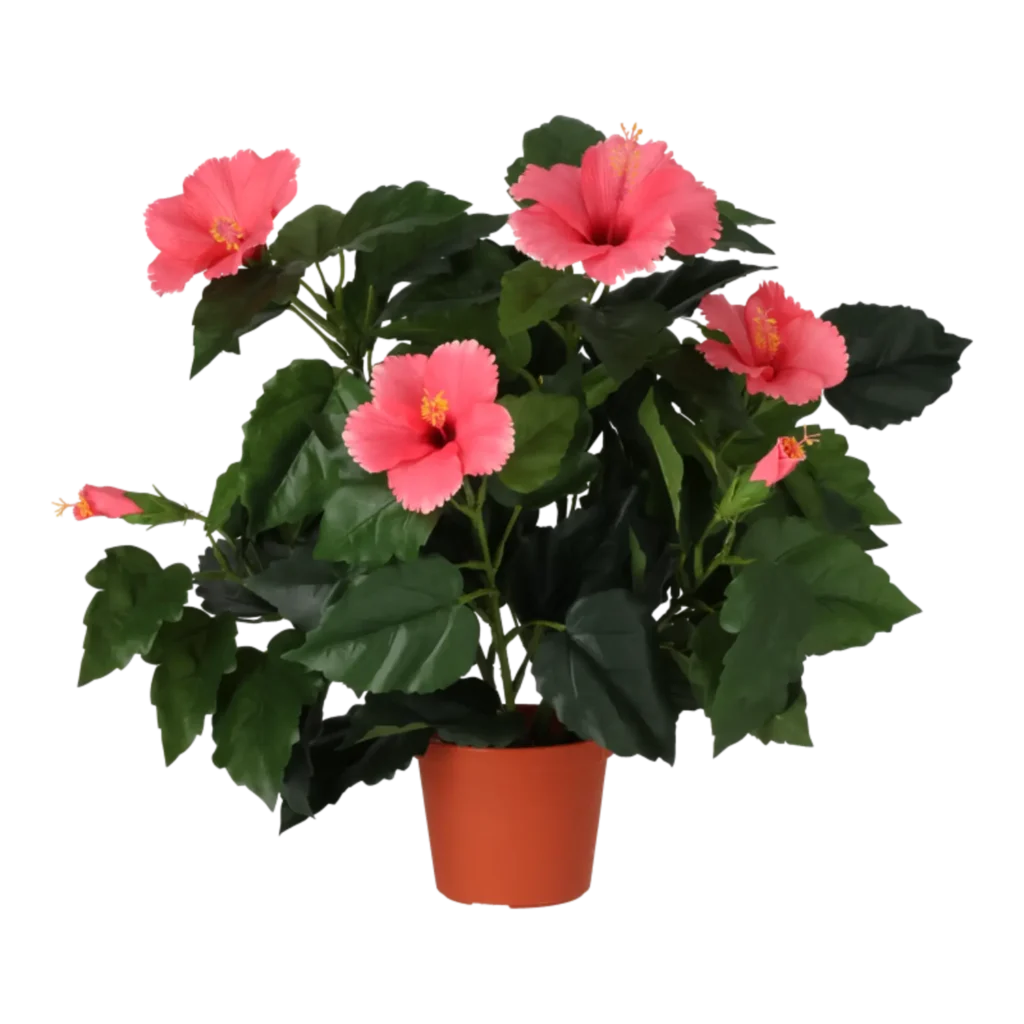 Kunstig hibiscus pink - H: 42 cm.